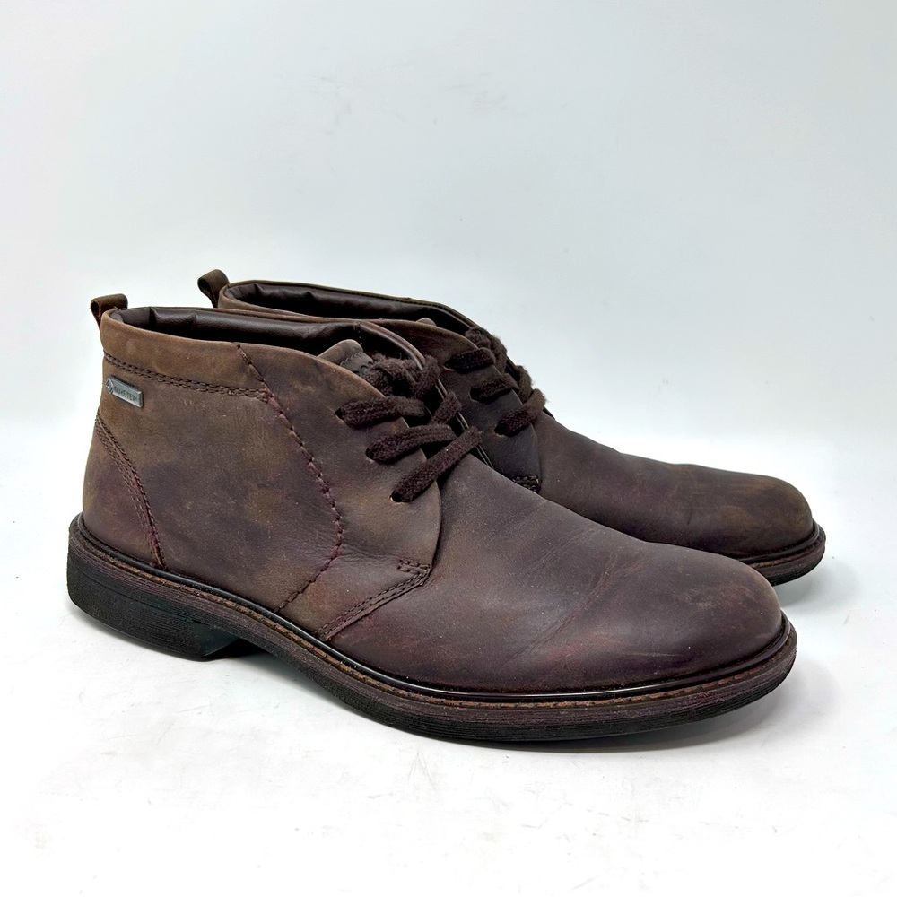 Ecco Leather Brown Turn Gore-Tex Chukka Tie Boots Men’s US Size 7